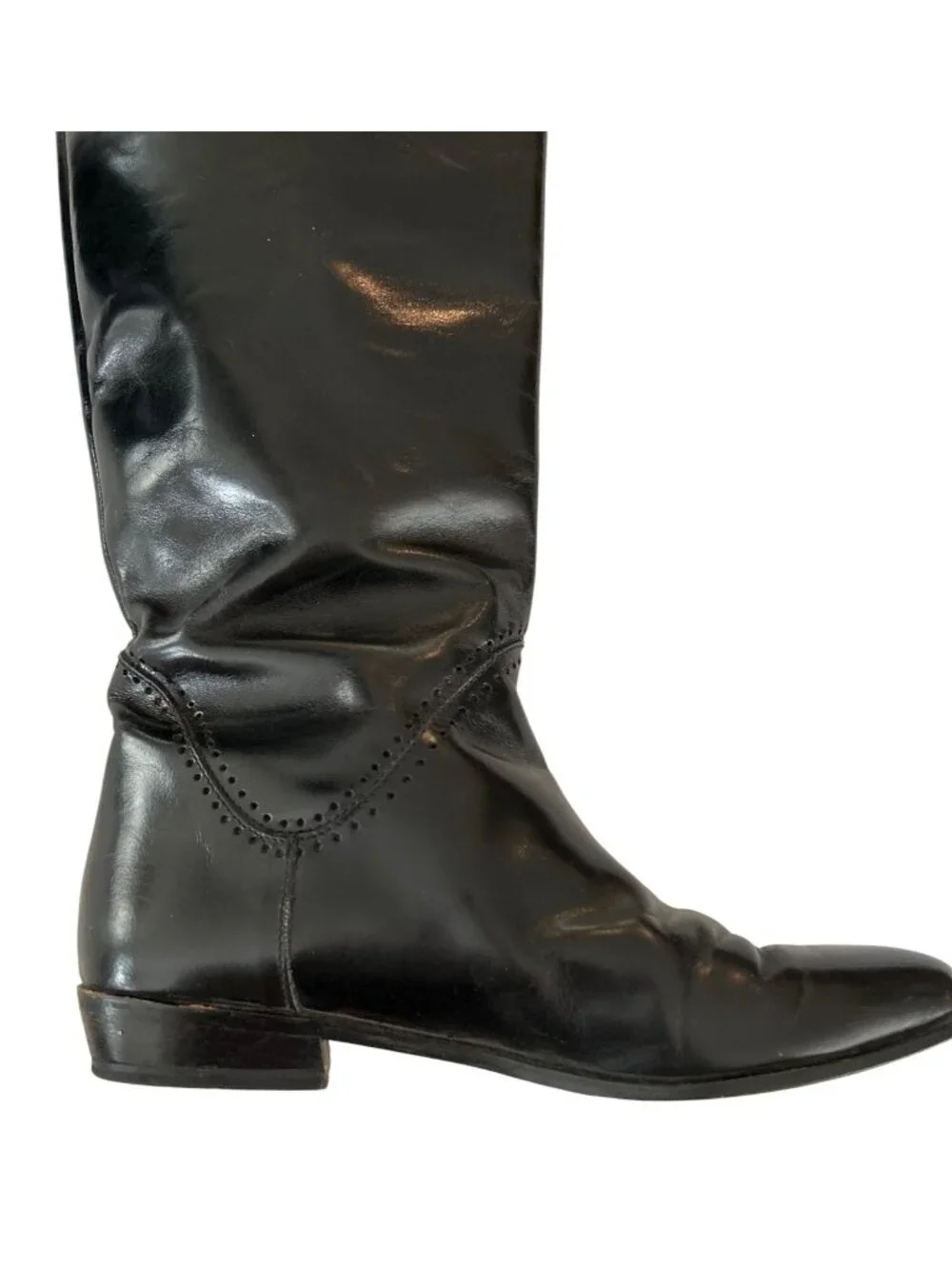 Vintage Vaneli Size 7.5 Black Patent Leather Knee High Riding Boots Equestrian